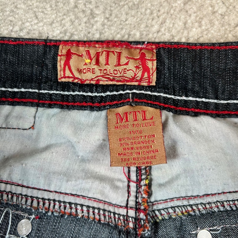 MTL More To Love Jeans Womens 10/12 Dark Wash Studded Contrast Stitch Distressed - Picture 5 of 15